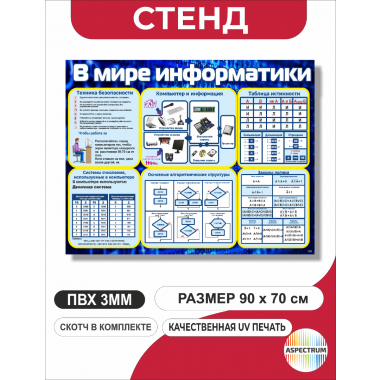 Стенд в школу «В мире информатики» 90 * 70 см. (арт. 328)